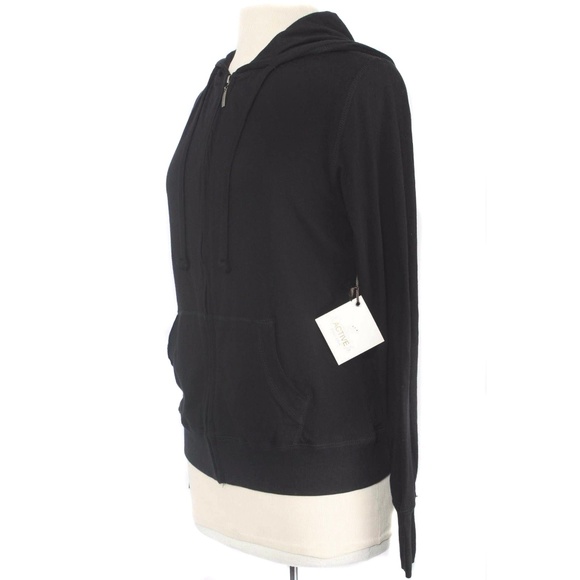 ACTIVE BASIC CLUB Black Full Zip Athletic Athleisure Casual Hoodie NWT - Picture 2 of 4